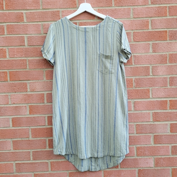 Cloth & Stone Striped Linen Blend Shift Dress Medium - Picture 1 of 8